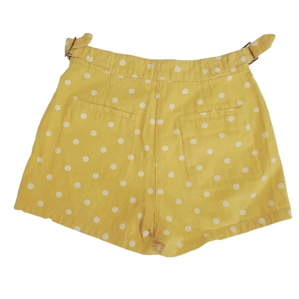 She + Sky | Polka-dot High-Rise Sunny Yellow Denim Shorts